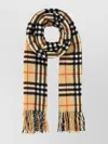Burberry Cashmere Scarf With Checked Pattern And Fringe Detailing