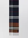 Burberry Cashmere Scarf With Checked Pattern And Fringed Edges In Blue