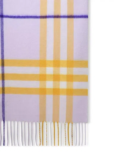 Burberry Cashmere Scarf With Checkered Pattern And Fringe Detailing
