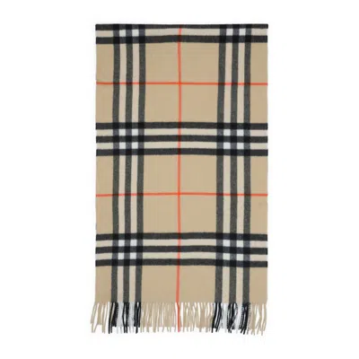 Burberry Cashmere Scarf With Classic Check Pattern In Neutral