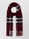 Burberry Cashmere Scarf With Embroidered Checked Pattern In Red