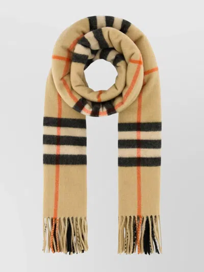 BURBERRY CASHMERE SCARF WITH EMBROIDERED CHECKED PATTERN