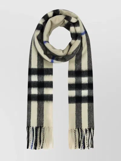 Burberry Cashmere Scarf With Embroidered Checked Pattern