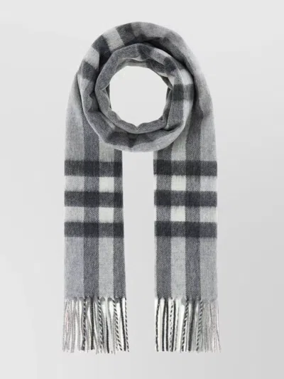BURBERRY CASHMERE SCARF WITH EMBROIDERED CHECKED PATTERN