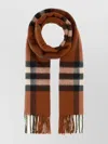 Burberry Cashmere Scarf With Embroidered Fringed Edges In Brown