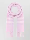 Burberry Cashmere Scarf With Fringed Ends And Embroidery In Pink
