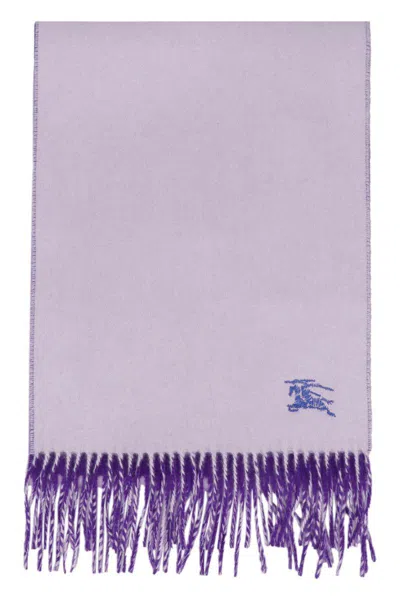 Burberry Cashmere Scarf With Fringes In Purple