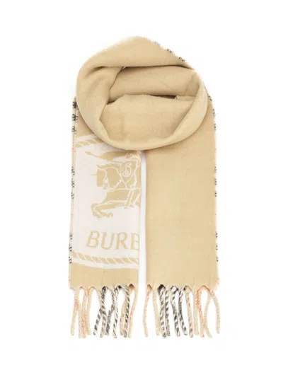 Burberry Cashmere Scarf With Knight Scarves And Foulards Beige In Green