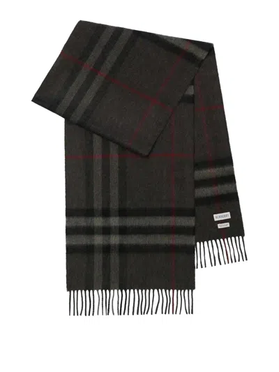 Burberry Cashmere Scarves Charcoal Grey In Brown