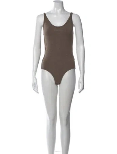Pre-owned Burberry Cashmere Scoop Neck Bodysuit In Brown