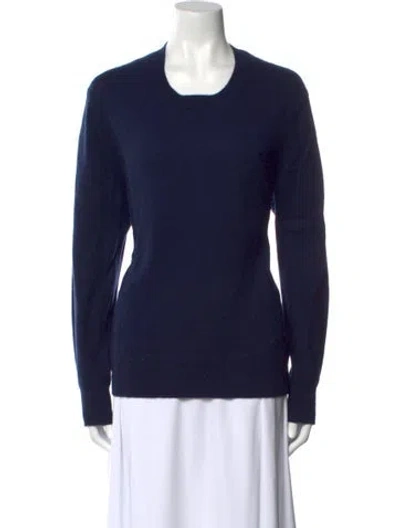 Pre-owned Burberry Cashmere Scoop Neck Sweater In Blue