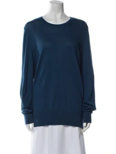 Pre-owned Burberry Cashmere Scoop Neck Sweater In Blue