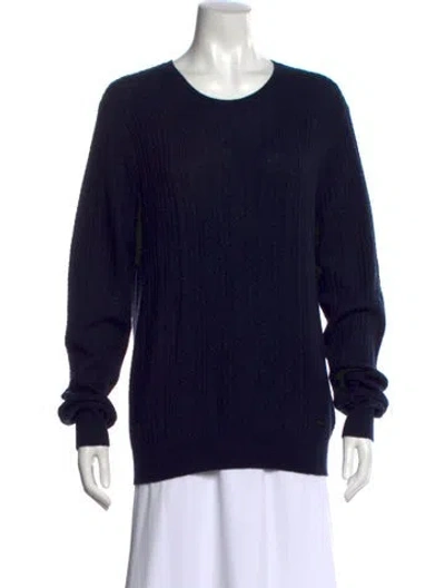 Pre-owned Burberry Cashmere Scoop Neck Sweater W/ Tags In Blue