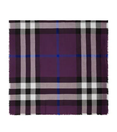 Burberry Cashmere-silk Check Scarf In Black