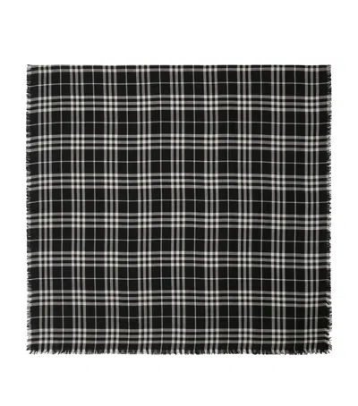 Burberry Cashmere-silk Check Scarf In Black