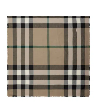 Burberry Cashmere-silk Check Scarf In Neutral