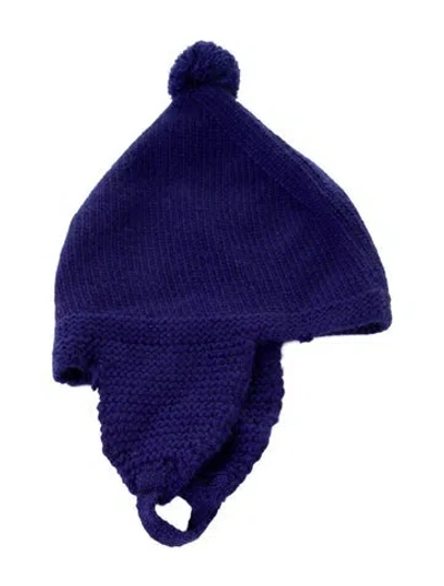 Pre-owned Burberry Babies' Cashmere Solid Beanie Hat In Blue