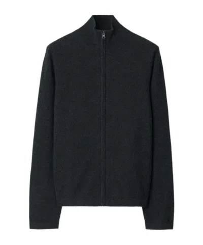 Burberry Cashmere Stand-neck Knitted Cardigan In Black