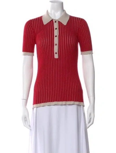 Pre-owned Burberry Cashmere Striped Polo In Red