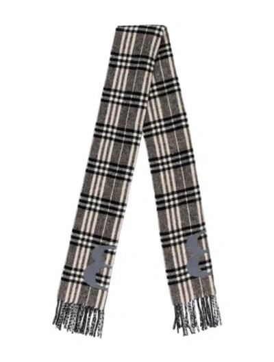 Pre-owned Burberry Cashmere Striped Scarf In Black