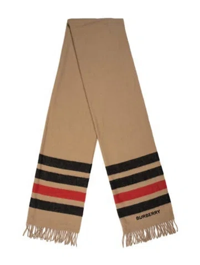 Pre-owned Burberry Cashmere Striped Scarf In Black