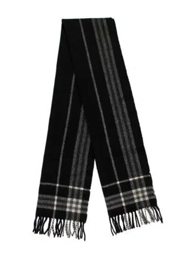 Pre-owned Burberry Cashmere Striped Scarf In Gray