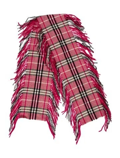 Pre-owned Burberry Cashmere Striped Scarf In Pink