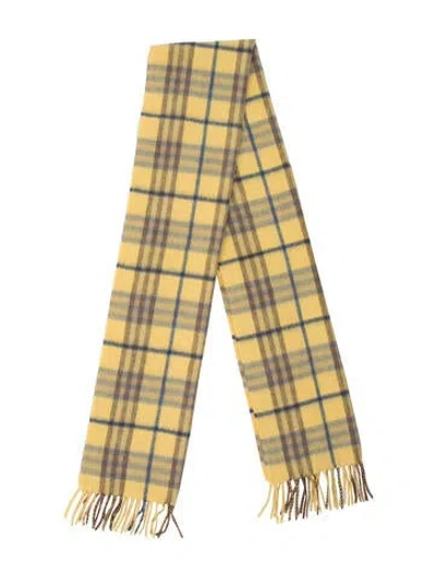Pre-owned Burberry Cashmere Striped Scarf In Yellow