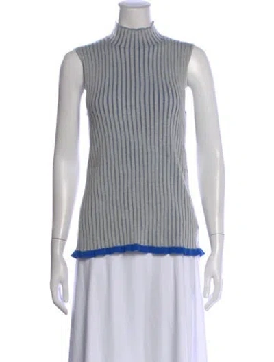 Pre-owned Burberry Cashmere Striped Sweater In Blue