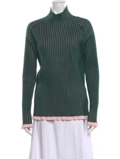 Pre-owned Burberry Cashmere Striped Sweater In Green