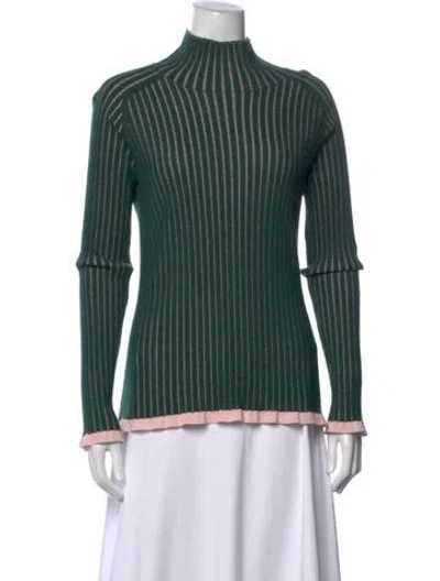 Pre-owned Burberry Cashmere Striped Sweater In Green