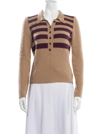 Pre-owned Burberry Cashmere Striped Sweater In Neutrals/purple