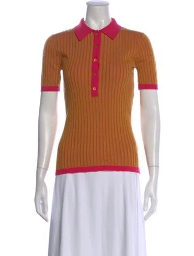 Pre-owned Burberry Cashmere Striped Sweater In Orange