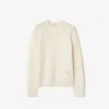 Burberry Elbow-patch Equestrian-knight Sweater In Neutral