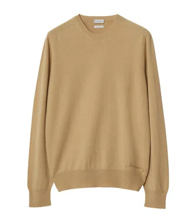 Burberry Logo-embroidered Cashmere Jumper In Nude