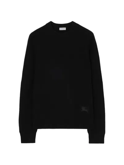 Burberry Crewneck Cashmere Sweater For Women In Black
