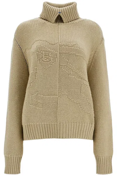 Burberry Luxurious Cashmere Sweater With Ekd Pattern In Neutro