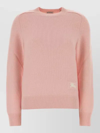 Burberry Stretch Cashmere Blend Sweater For Women In Pink