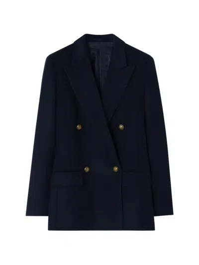 Burberry Cashmere Double-breasted Jacket In Black