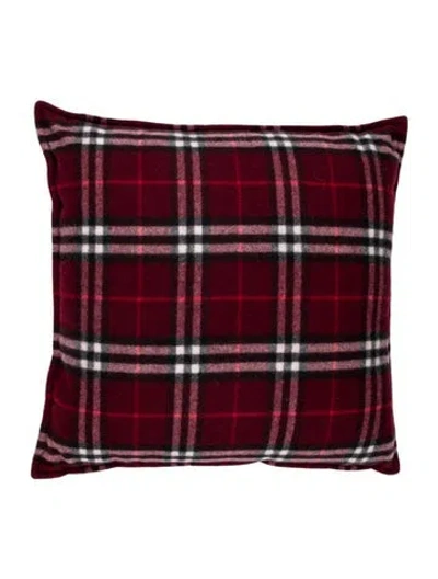 Pre-owned Burberry Cashmere Throw Pillow In Burgundy