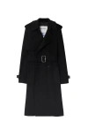 Burberry Notched-lapel Cashmere Trench Coat In Black