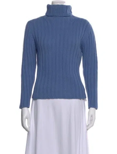 Pre-owned Burberry Cashmere Turtleneck Sweater In Blue