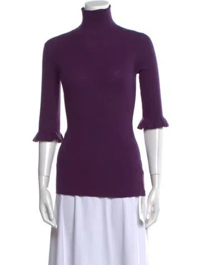 Pre-owned Burberry Cashmere Turtleneck Sweater In Purple