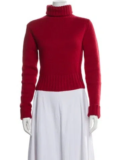 Pre-owned Burberry Cashmere Turtleneck Sweater In Red