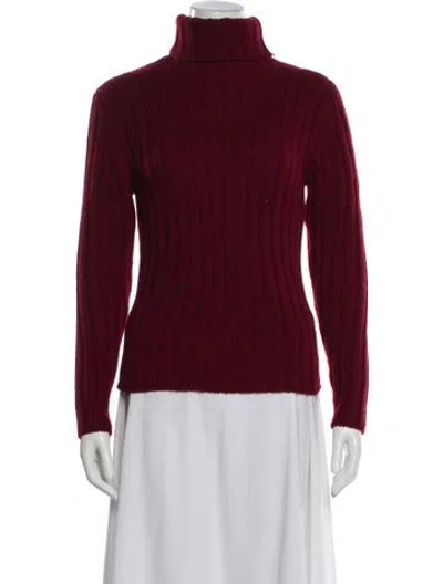 Pre-owned Burberry Cashmere Turtleneck Sweater In Red
