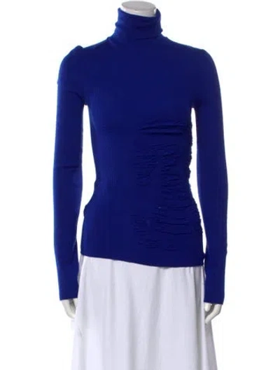 Pre-owned Burberry Cashmere Turtleneck Sweater W/ Tags In Blue
