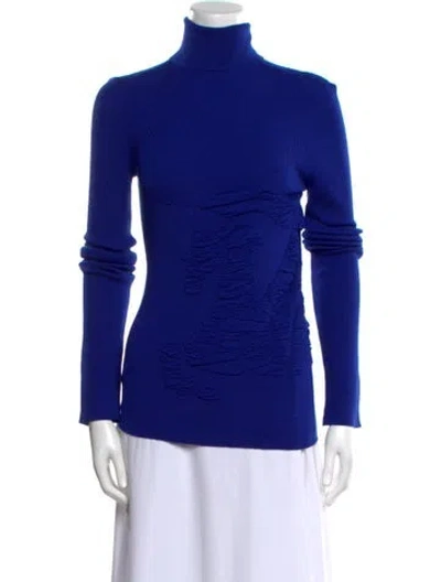 Pre-owned Burberry Cashmere Turtleneck Sweater W/ Tags In Blue