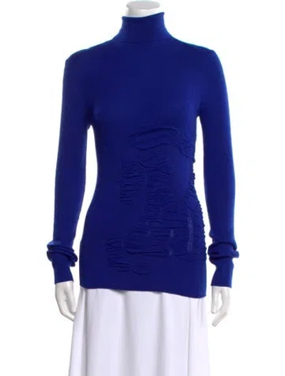 Pre-owned Burberry Cashmere Turtleneck Sweater W/ Tags In Blue