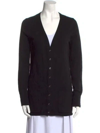 Pre-owned Burberry Cashmere V-neck Sweater In Black