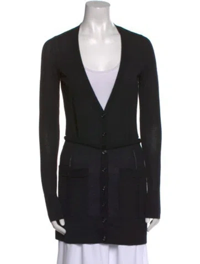 Pre-owned Burberry Cashmere V-neck Sweater In Black